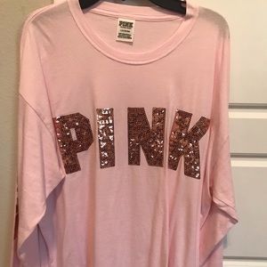 Victoria secret pink long sleeve sequin tee
